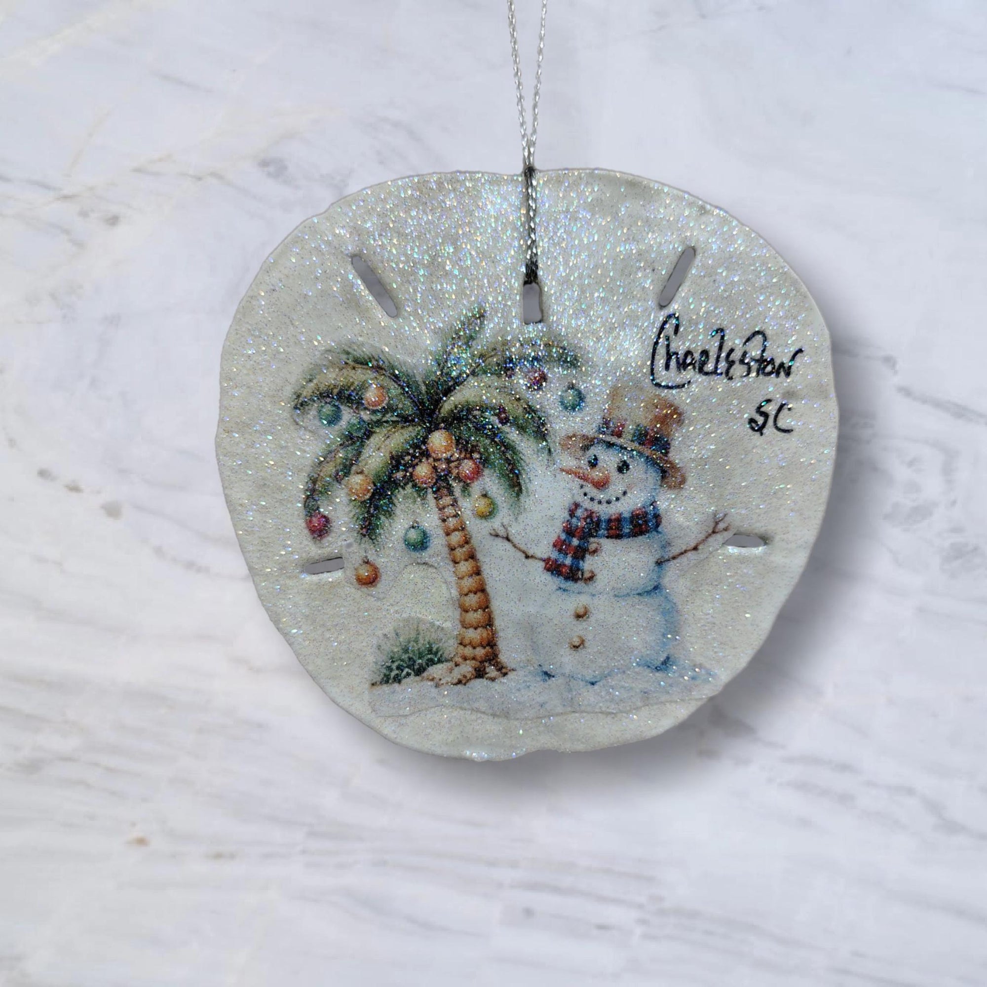 Snowman/Palm Sand Dollar Ornament