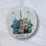 Glittery Rainbow Row (Street View) Sand Dollar Ornament