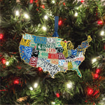 USA License Plate Map Ornament