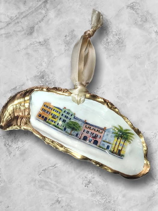 Charleston Rainbow Row Oyster Ornament