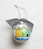 Charleston SC Rainbow Row Hand Painted Ornament
