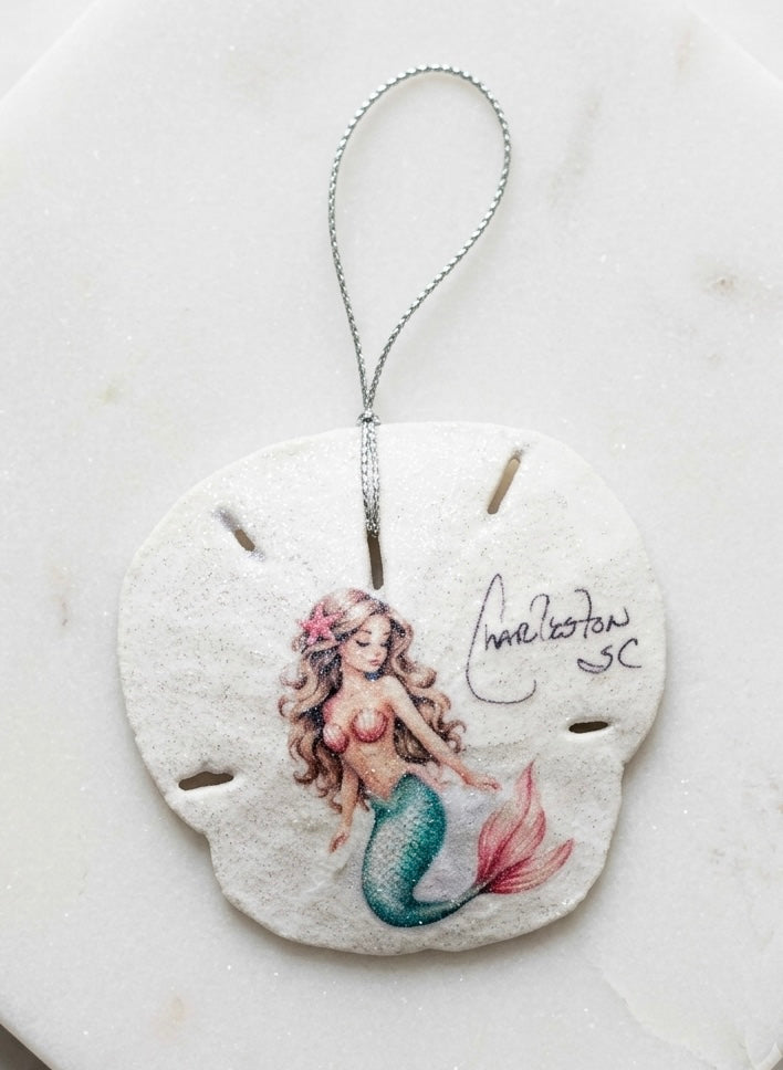 Mermaid Aqua Sand Dollar Ornament
