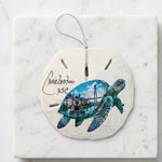 Glittery Sea Turtle Sand Dollar Ornament