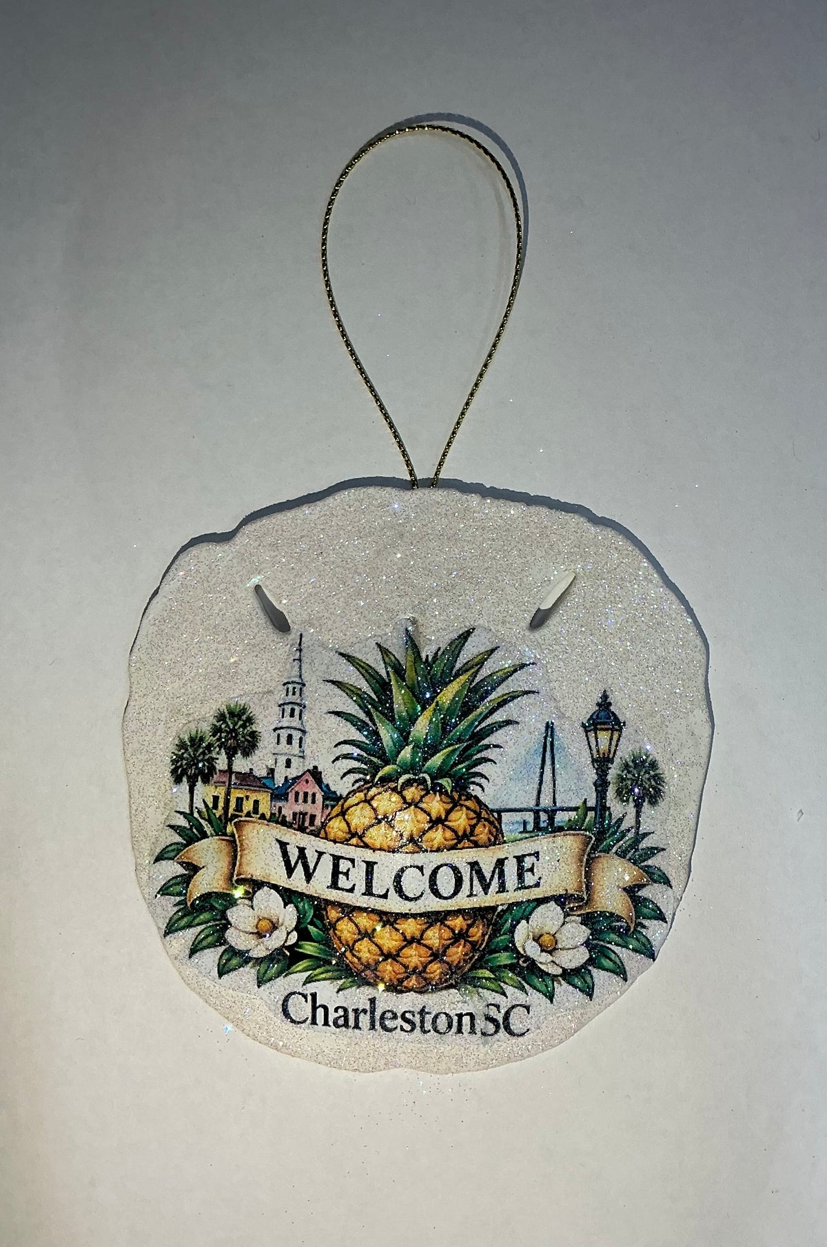 Pineapple Charleston View Sand Dollar Ornament