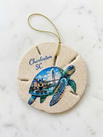 Glittery Sea Turtle Sand Dollar Ornament