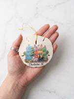 Glittery Rainbow Row (Street View) Sand Dollar Ornament