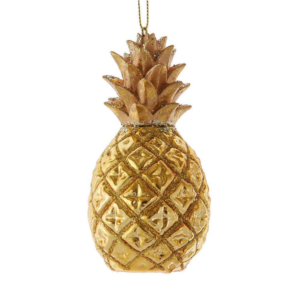 4.5" Golden Glass Pineapple Ornament