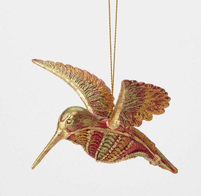 Swirly Hummingbird Red Ornament