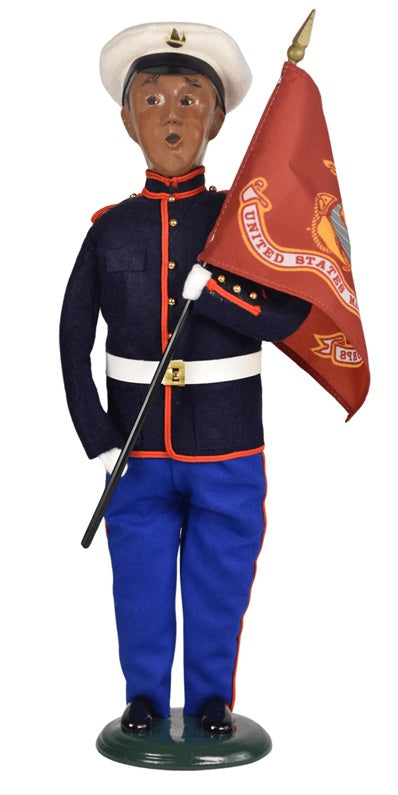 African American Marine Man with Flag