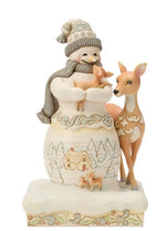 Woodland Snowman Holding a Fawn Figure