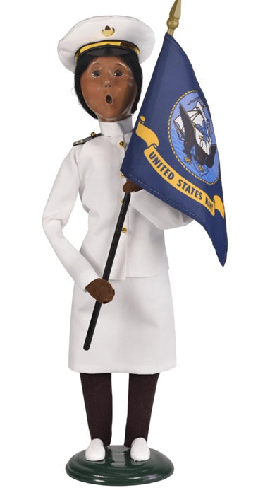 African American Navy Woman with Flag